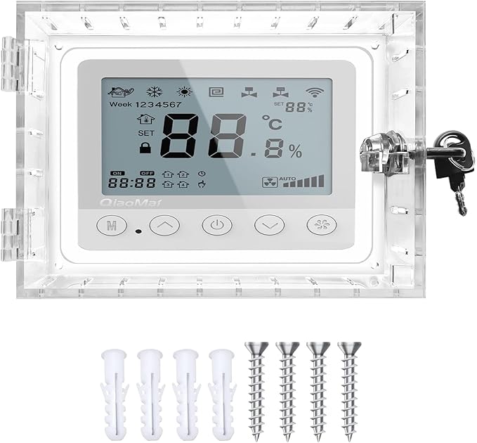 Young Dance Universal Thermostat Lock Box with Key,Clear Large Thermostats Guard for Thermostat on Wall,Thermostat Cover Fits Thermostats 6.5" H x 4.72" W x 1.97" D or Smaller (1 Set)