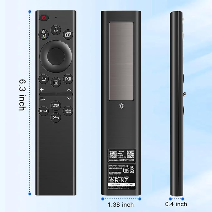 BN59-01385A Replacement Solar TV Remote Control for Samsung Smart TV/Neo QLED TVs (2021-2023) - Rechargeable via Solar/USB-C, Bluetooth, 4 Shortcut Keys