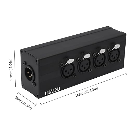 HUALEU 3Pin XLR 1 Male to 4 Female Splitter,4WAY XLR Four-Input and one-Output Parallel Connection Adapter,Four Microphone inputs Converted to one Output,4 in to 1 Out Aduio Splitter