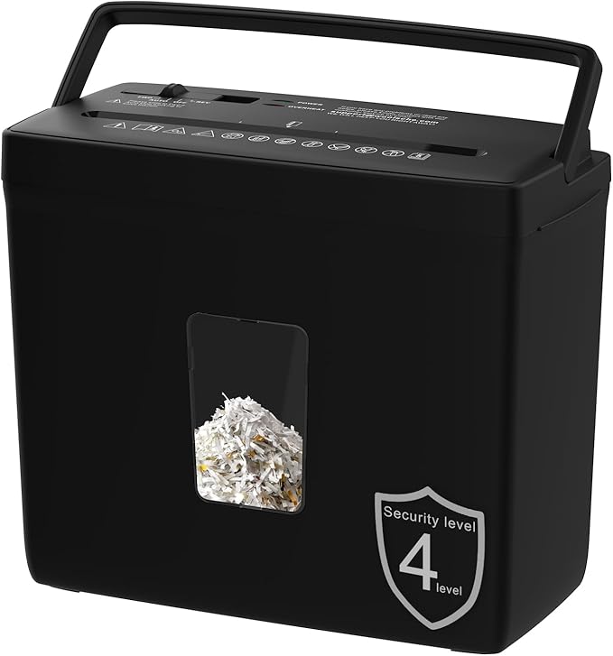 Suntiko Paper Shredder for Home Use,5 Sheets Small Cross Cut Paper Shredder,P-4 Security Level with 2.38-Gallon Basket, 4-Mode Design-Durable & Fast and Jam Proof for Home Office Utilization