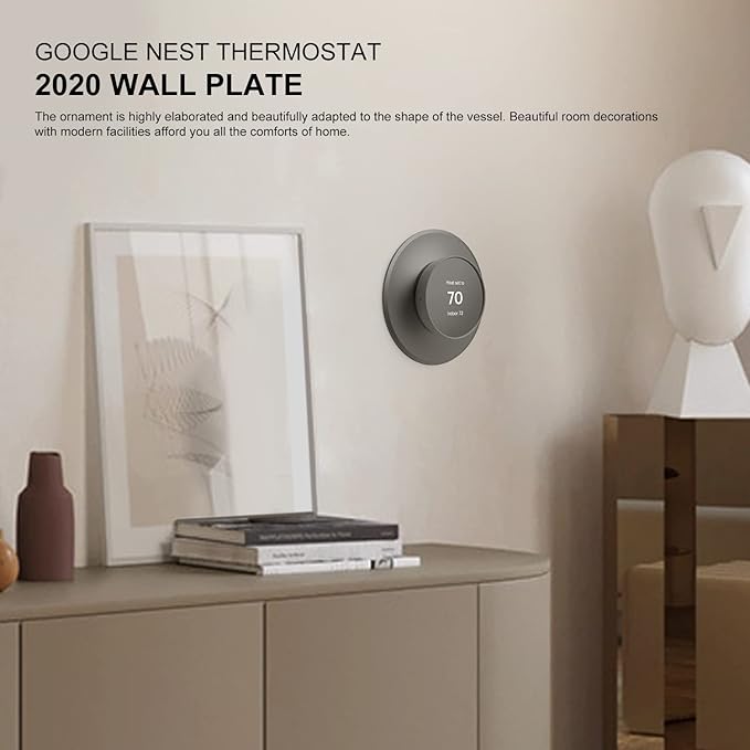Metal Nest Wall Plate for Google Nest Thermostat 2020, Trim Kit, Charcoal