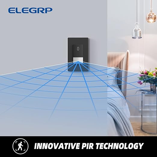 ELEGRP Matte Black Single Pole Occupancy Motion Sensor Light Switch, Need Neutral Wire, 120° Sensor Coverage PIR Infrared Motion Activated, for CFL/LED/MLV/INC/HAL/Fan, UL,2 Pack