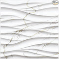 STICKGOO Wave Wall Panels for Interior Wall Decor, White Marble Mixed Gold Thread 3D Wall Panels Accent Wall, Decorative PVC Panels for Living Room Bedroom TV Background