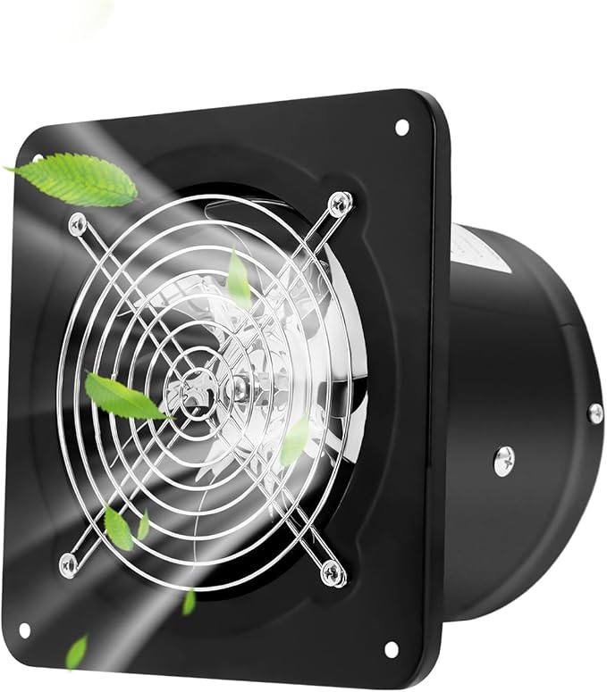 XUFOPLY 6 Inch Exhaust Fan, 110V 40W Wall Mounted Vent Fans 2600RPM Kitchen Bathroom Windows Fan Metal Extractor Fan for Attic, Garage, Window Ventilation (Black, 6 Inch)