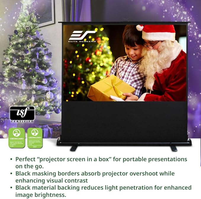 Elite Screens ezCinema 2, 110-inch 16:10 Portable Manual Floor Pull Up Scissor Back Projector Screen, Home Office Classroom Front Projection Carrying Bag, US Based Company 2-YEAR WARRANTY, F110NWX2