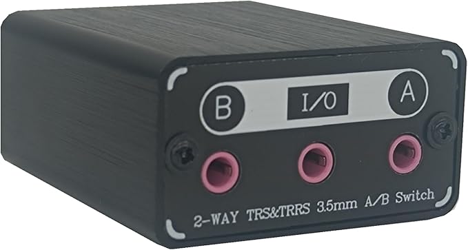 SPRODIO 2 Way in-line 3.5mm Audio Switch Box A/B Selector Switcher Compatible with 1/8" Microphone TRRS TRS Independent Ground no noise-M201