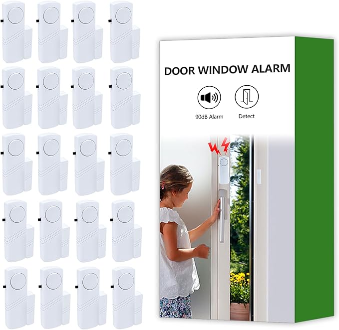 Door Window Alarm, 90dB Door Alarms Sensor for Kids Safety, Home Security, Door Window Burglar Alarm, Window Pool Alarms for Home, Apartments, Offices, Hotel Rooms (20pack)