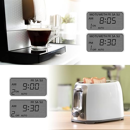 BN-LINK Indoor Digital Timer Outlet, Single Outlet 7 Day Programmable Light Switch, 3 Prong Plug in Timers for Electrical Outlets, Lamps, Fans, 8 On/Off Programs, 1 Pack, 15A/1875W, ETL Listed