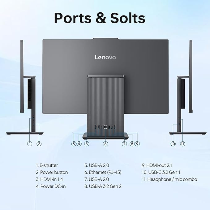 Lenovo IdeaCentre Business All-in-One PC, 27" FHD 100Hz Display, AMD Ryzen 7 8845HS, 32GB DDR5 RAM, 1TB SSD, Wi-Fi 6, Win11 Home, Wireless KB & M, Copilot-Ready, Bundle with Adata UC310 64GB