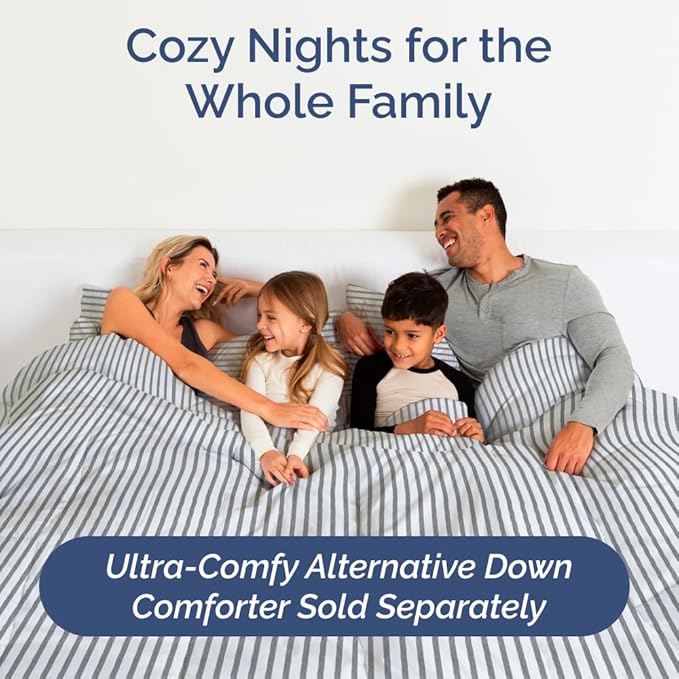 Full XL Bed Sheet Set - 4 Piece Extra Long Extended Full XL Sheets - Soft, Breathable & Cooling - Fits 8" to 16" Mattress with Deep Pockets - 54" x 80" - Wrinkle and Fade Resistant - Grey Stripes 2