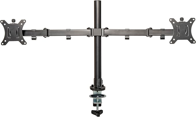 Elevon Dual Monitor Stand for 13-32 inch Computer Screens, Full Adjustable Two Screen Computer Monitor Arm, VESA Mount with C-Clamp/Grommet Base