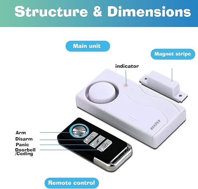 HENDUN Updated Door Alarm for Home Security,Pool Alarm for Kids Safety, House Security Sensor,Door Chime with Delay,Wireless Doorbell Ring When Opened (1)