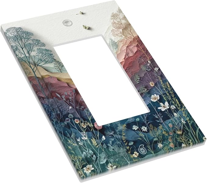 Bvtewkhz Wildflowers Rustic Flowers Floral Plants Light Switch Covers Wall Plate Decorative Vintage Mountain 1 Gang Single Rocker Electrical Faceplate Switch Plates for Bathroom Kitchen Home