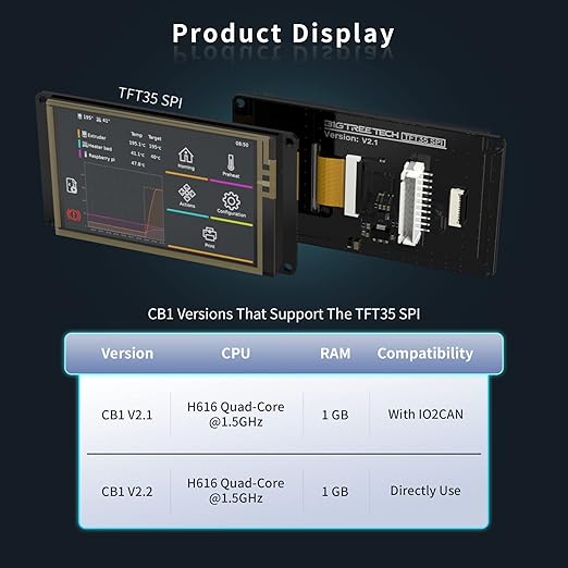BIGTREETECH TFT35 SPI V2.1 Graphic Smart Display Compatible BTT Manta M8P/M4P/M5P, Manta E3EZ Control Board + CB1 Support Running Klipper Firmware DIY Upgrade 3D Printer