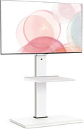 FITUEYES Floor TV Stand with Mount for 32-55 65 Inch TV, Height Adjustable TV Floor Stand with Metal Shelf up to 88lbs, Swivel Tall TV Stand with Study Iron Base for Living Room, Bedroom