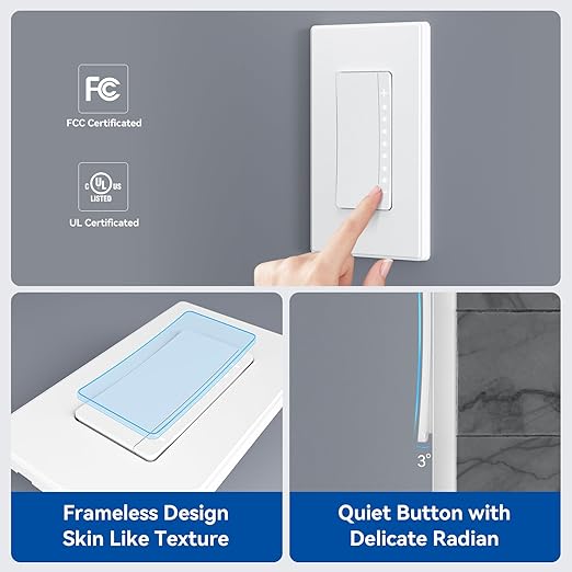 ELEGRP Dimmer Switch, Digital Dimmer Light Switch for LED Lights 150W, INC/HAL 450W, 3 Way LED Dimmer Switch, Needs Neutral Wire, Wall Plate Included, UL Listed, 10 Pack, Matte White