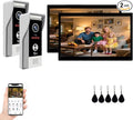 Video Doorbell Intercom System,10 Inches Touch Screen (Black) Video Doorbell Door Phone System,Support Remote Unlock, Dual-Way Intercom,Night Vision for Villa House Apartment (2-Camera + 2-Monitor)