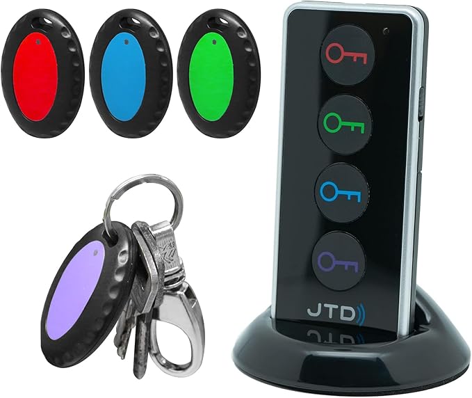 Key Finder with 100dB Loud Sound & 4 Receivers - Remote Finder Locator for Keys, Wallet, TV Remote, Pets, 131ft Range, No Phone or App Needed, Waterproof Anti-Loss Tracking Device