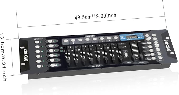 DMX Controller for dj Lights Dmx512 Light Controllers 192 Channel DMX Board with Cables 2m/6.6 ft Dmx-512 Lighting Console for Control Stage Light
