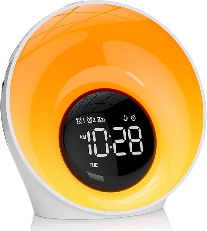 Wake Up Light Sunrise Alarm Clock, White Noise Sleep Sound Machine with 30 Soothing Sounds, Night Lights, Dual Alarms, Snooze, Timer, Bedside Lamp, Christmas Gift for Women, Kids, Heavy Sleepers