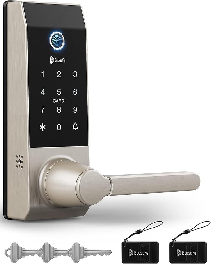 Smart Lock Doorbell Fingerprint Smart Door Lock Deadbolt for Homeowners or Parents Door Lock with Camera and Door Handle for Renters, Keyless Entry Door Lock for Front Door (Contour Bronze)