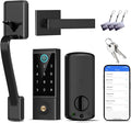 BEBASIA Heavy Duty Fingerprint Smart Door Lock for Front Door, APP Control Front Door Lock Sets, Auto Lock, Anti-Peeping Touchscreen Digital Keypad, Electronic Keyless Entry Deadbolt, Black