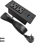 USB C Recessed Power Strip Fast Charge Desktop Power Station 2 Outlets 2 USB (PD20W & QC18W, Total 20W) Mountable Flat Plug Extension Cord Mount for Tabletop Sofa Cabinet Nightstand (USB C Black)
