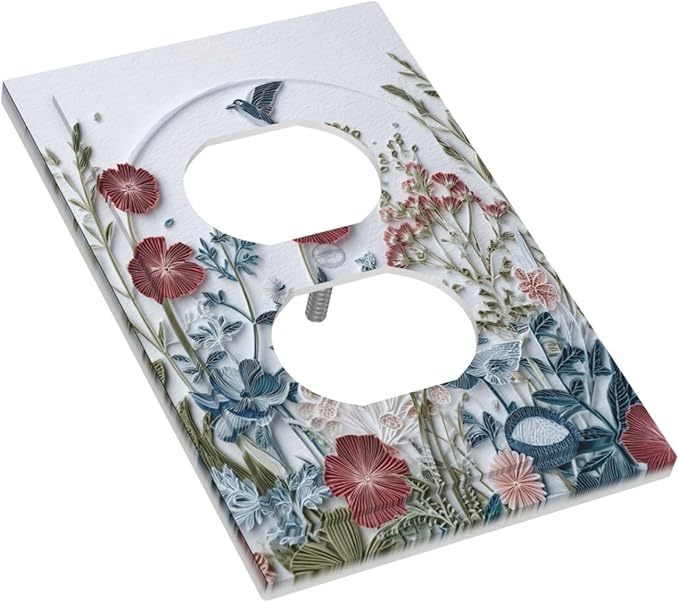 Bvtewkhz Wildflowers Flowers Floral Plants Duplex Outlet Wall Plate Cover Decorative Light Switch Covers Electrical Faceplate Switch Plates for Bathroom Kitchen Home