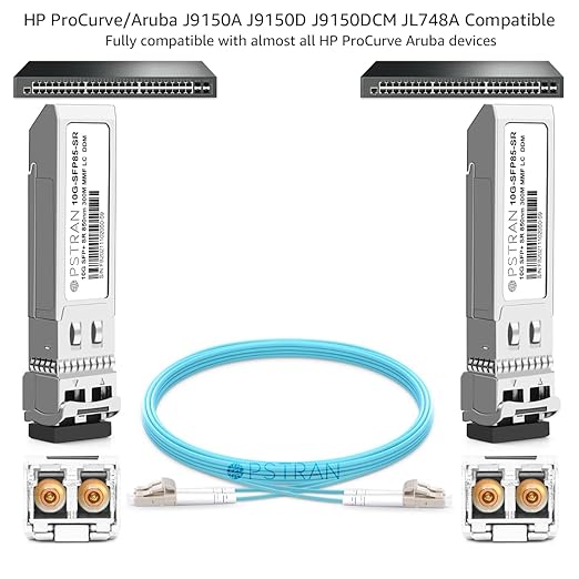 OPSTRAN 10GBASE-SR SFP+ Optical Transceiver Module Compatible with HPE Aruba J9150D J9150DCM JL748A ProCurve J9150A 850nm 300m DDM Duplex LC MMF 4 Pack