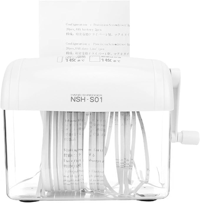 FILFEEL Hand Crank Paper Shredder, Portable Manual Document Shredder with Quiet Operation for Home and Office Use