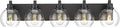METWET Bathroom Light Fixtures, 5 Light Matte Black Vanity Light, 32 Inch Modern Wall Sconces with Globe Clear Glass Shade, Vanity Lighting Fixtures Over Mirror, VL195-MB-CL-5