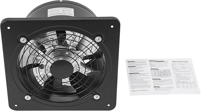 XUFOPLY 9.84 Inch Exhaust Fan, 110V 100W Wall Mounted Vent Fans 2600RPM Kitchen Bathroom Windows Fan Metal Extractor Fan for Attic, Garage, Window Ventilation (Black, 9.84 Inch)