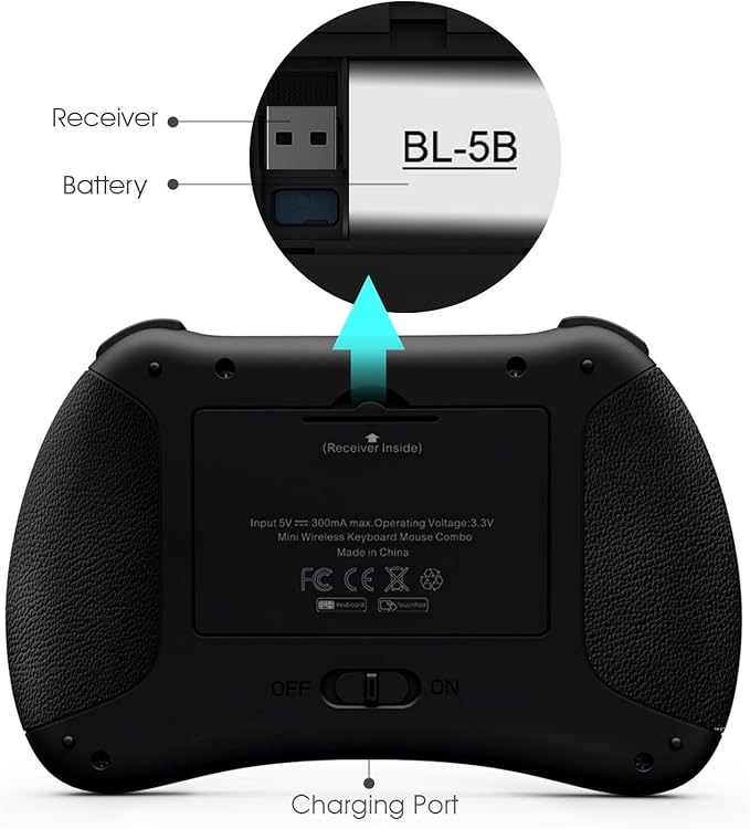 (Backlit Version)REIIE H9+ Mini Keyboard,2.4GHz Wireless Mini Handheld Smart TV Remote Keyboard with Touchpad for PC,Raspberry Pi 2, Pad, Smart TV, Android TV Box, Windows 7 8 10（Not Suport Bluetooth）