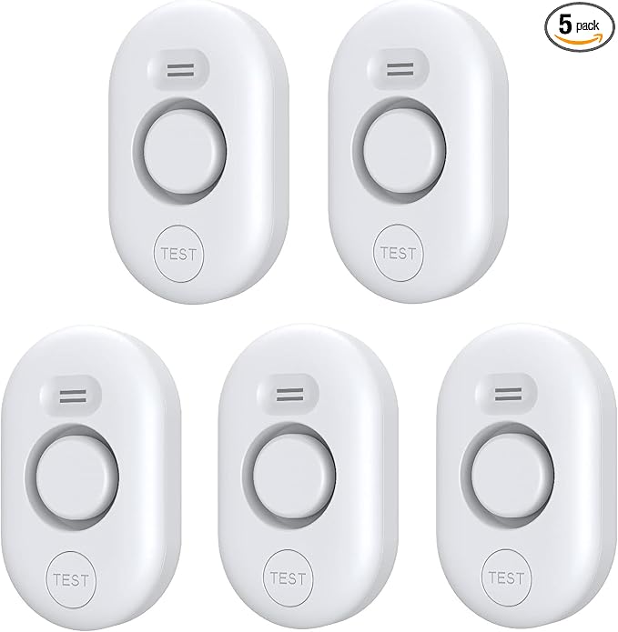 5 Pack Water Leak Detectors for Home, 100dB Water Sensor Alarm for Basement,Flood Leakage Detection Devices for Pipe/Drain/Sink/Faucet Drip Alert,Floor Flooding in Bathroom/Kitchen/Toilet/Laundry Room