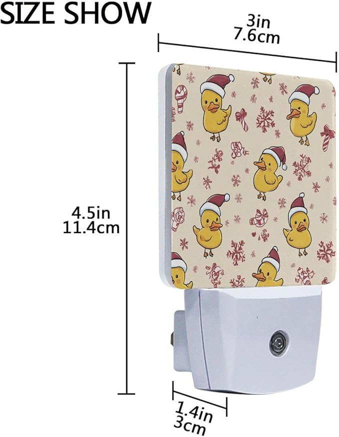 Pigsaly Led Night Light Cute Cartoon Yellow Ducks Santa Hats Snowflake Night Light Plug in Wall Lamp Smart Dusk to Dawn Sensor Nightlight Led Lamp Energy Saving Lights Gift for Kids Room Bedroom Ba