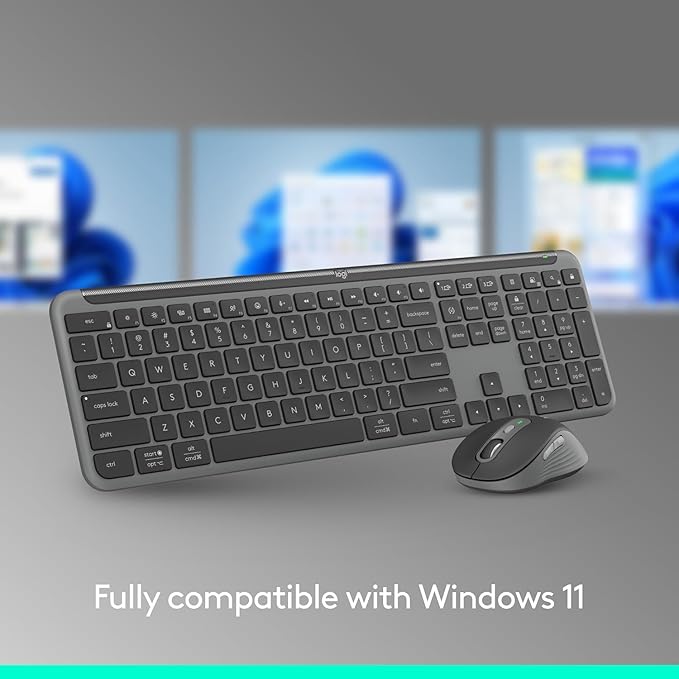 Logitech MK955 Signature Slim Wireless Keyboard and Mouse Combo, for Larger Hands, Quiet Typing and Clicking, Switch Across Three Devices, Bluetooth, Multi-OS, for Windows and Mac