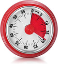 Visual Timer, Teeloray 60-Minute Countdown Timer, Kitchen Timer with Magnetic Base, Mechanical Clockwork, Ringer Alert, Time Management Tool for Children and Adults, Study/Work/Cooking (Red)