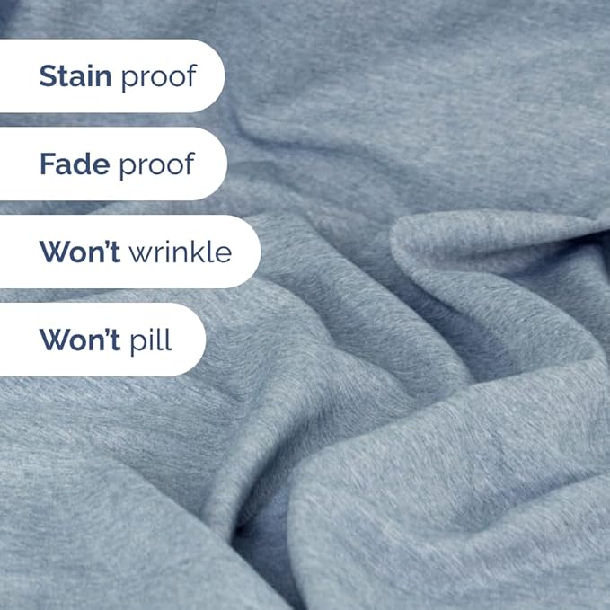 Split Head King Sheet Set – 4 Piece Flex Split Top King Sheets for Adjustable Beds - Fits 14” to 16" Mattress w/ Deep Pockets - Breathable & Cooling - Luxury Bedding and Wrinkle Free - Heathered Blue