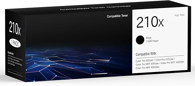 210X W2100X Black NO-CHIP Version Compatible Toner Cartridges Work for HP Color Pro 4201 4201dw 4201dn MFP 4301 MFP 4301dw MFP 4301fdn MFP 4301fdw Series Printer High-Yield 1-Pack