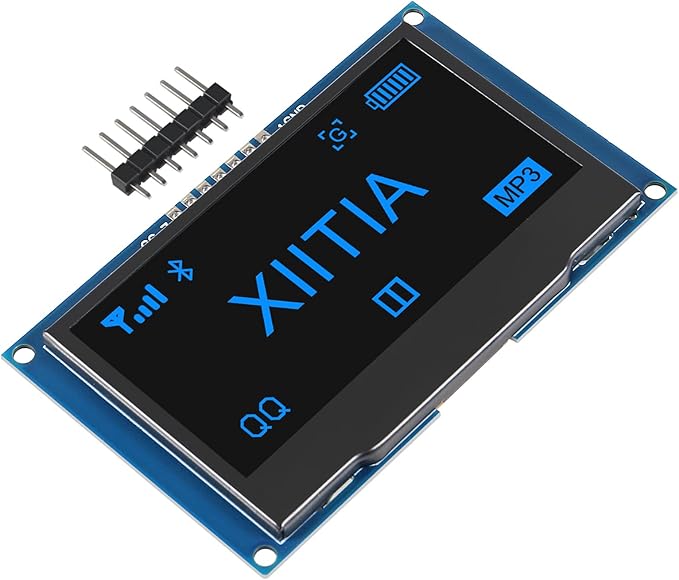 XIITIA 2pcs 2.42 inch 128x64 OLED LCD Display Module SSD1309 7 Pin SPI/IIC I2C Serial Interface for Arduino UNO R3 (Blue Light)