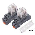 TWTADE/2PCS DC 12V Relay 10A Electromagnetic Power Coil Relay 8 Pins DPDT 2NO 2NC with Indicator Light, Socket Base & DIN Rail -YJ2N-LY