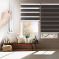 FOIRESOFT Standard Custom Blackout Zebra Roller Blinds [Bonita, Dark Brown, W 10-109 x H 10-105 inch] Dual Layer Privacy Shade, Room Darkening, Select 1x1 for Custom