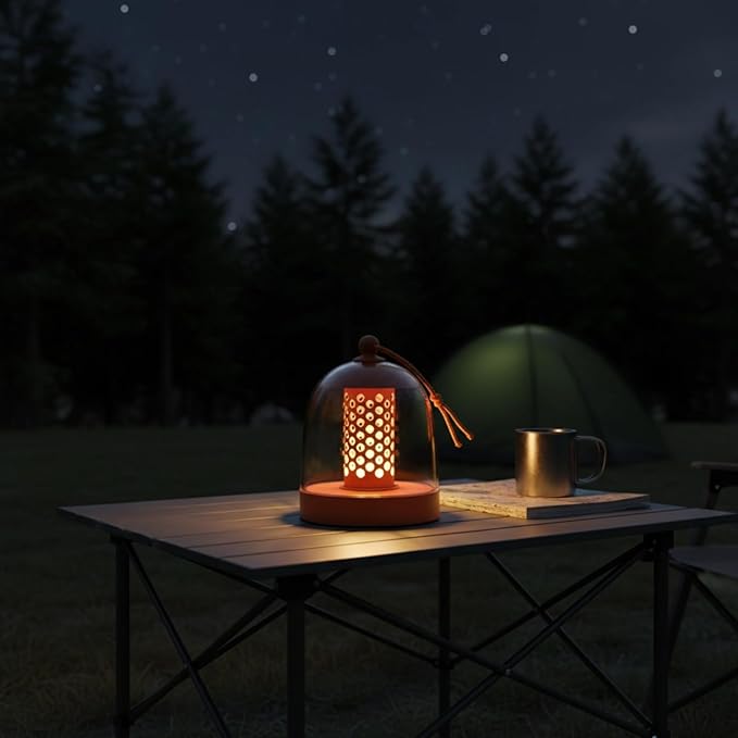 MKLK Camping Lantern, IPX4 Waterproof Touch Control LED Night Light, USB Rechargeable & Long Lasting Battery, Portable Hanging Tent Lamp for Outdoor Camping Hiking Backpacking,Orange