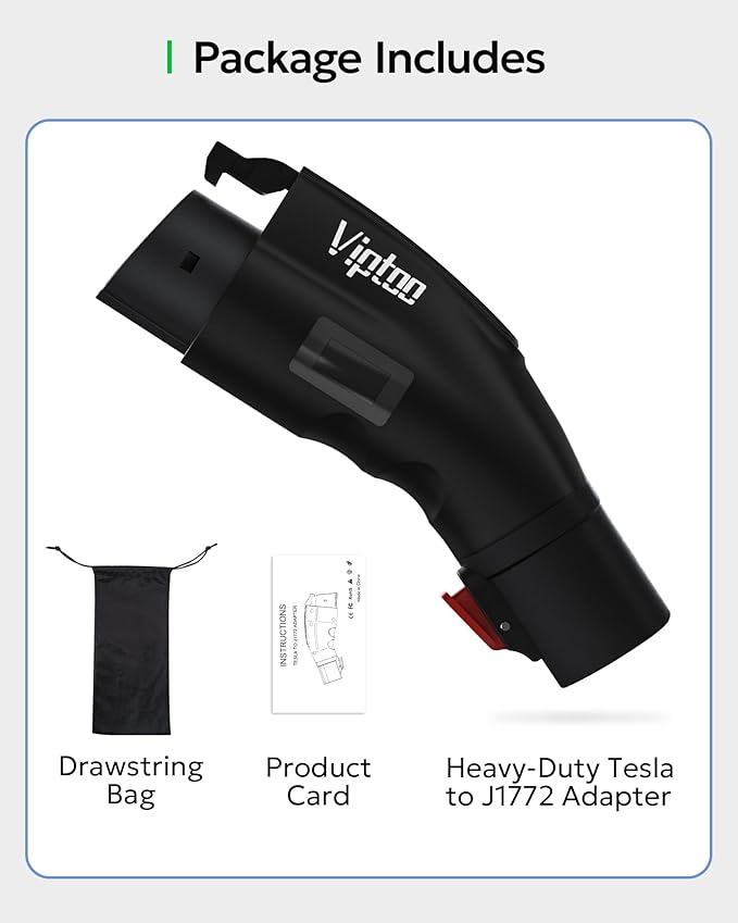 VIPTOO Adapter for Tesla to J1772 Adapter, Compact with Light Indicator, Compatible with Tesla Wall/Mobile/Destination Chargers, Converts Tesla to J1772 for Non-Tesla EVs (for J1772 EVs Only)
