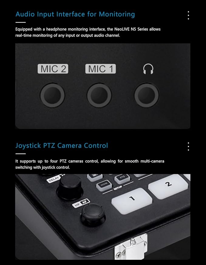 SPROLINK NeoLIVE N5S 5 Input Channels Video Streaming switcher Laptop Design with 10.1inch Screen, with Dual 4k inputs, Support MV and PGM outputs (Neolive N5S)