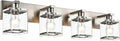 WINSHEN 4-Lights Bathroom Vanity Light Fixtures in Brushed Nickel, E26 Socket Wall Sconce Lighting Fixtures with Clear Glass Shades for Over Mirror Bedroom Living Room Cabinet
