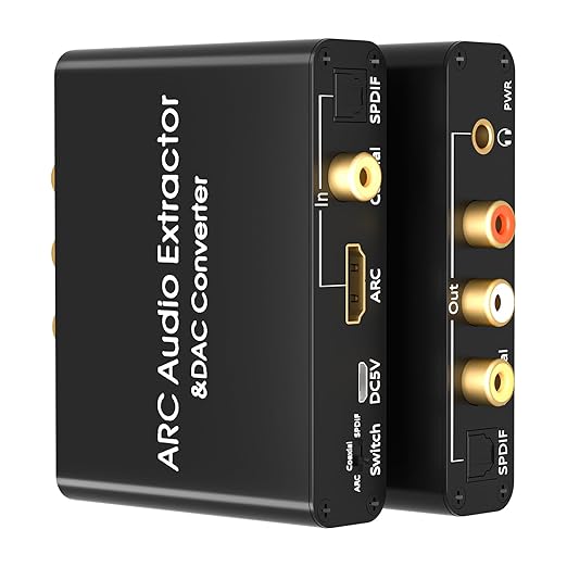 HDMI ARC Audio Extractor 192KHz Digital to Analog Audio Converter HDMI ARC Input SPDIF Optical to 3.5mm RCA Converter Optical Coaxial Stereo Adapter with 3 Mode Switch