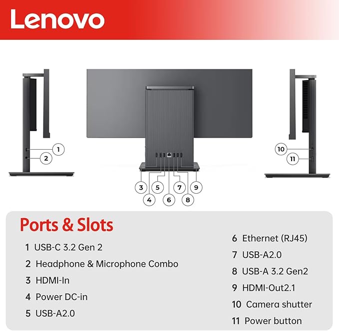 Lenovo IdeaCentre Business All-in-One, 27" FHD Touchscreen 100Hz, AMD Ryzen 5 7535HS, 32GB DDR5 RAM, 1TB SSD, Webcam, Wireless KB & Mouse, Windows 11 Home, Bundle with Adata 64GB USB Flash Drive
