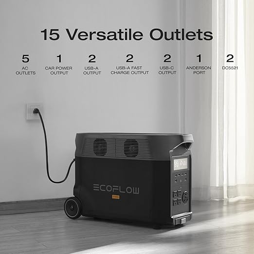 EF ECOFLOW Portable Power Station 3600Wh DELTA Pro with Bag, 2.7H to Full Charge, 5 AC Outlets, 3600W, 120V Lifepo4 Power Station with Expandable Capacity, Solar Generator for Home Use, Blackout, RV
