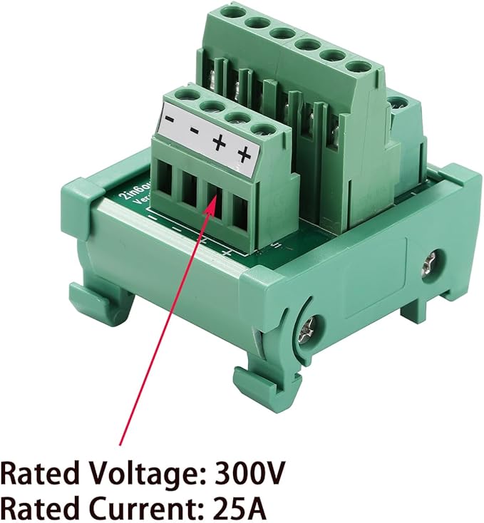 ANMBEST 2 in 6 Out Terminal Blocks Module, 25A DIN Rail and Panel Mounting Power Distribution Breakout Board for PLC Servo Power Amplifier